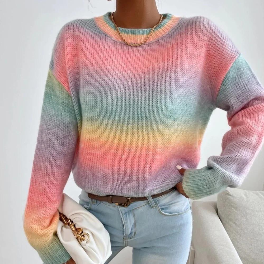 Cozy Colorful Oversized ombre Sweater - Picture 1 of 4
